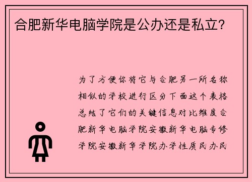 合肥新华电脑学院是公办还是私立？